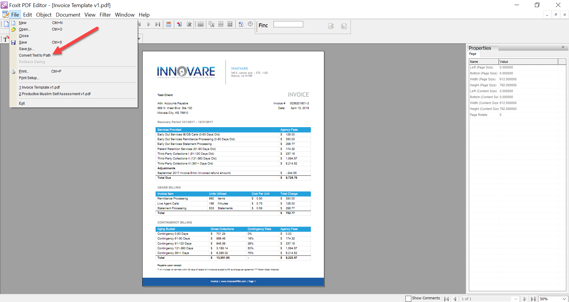 convert text file to pdf in java