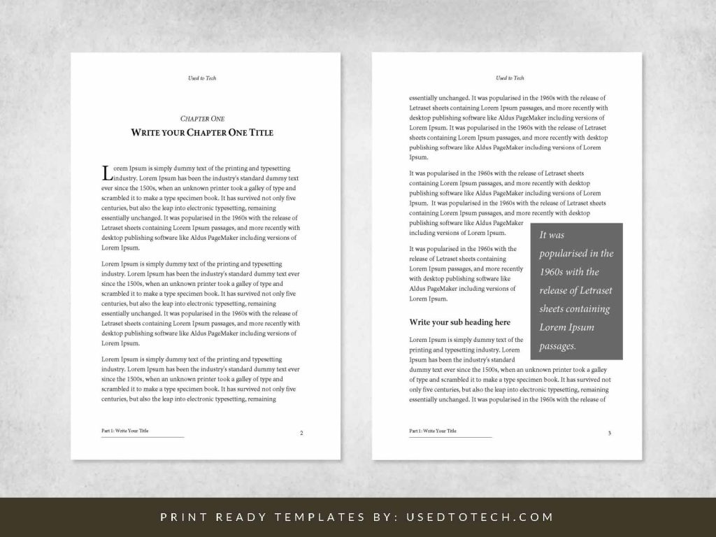 Professionallooking book template for Word, free