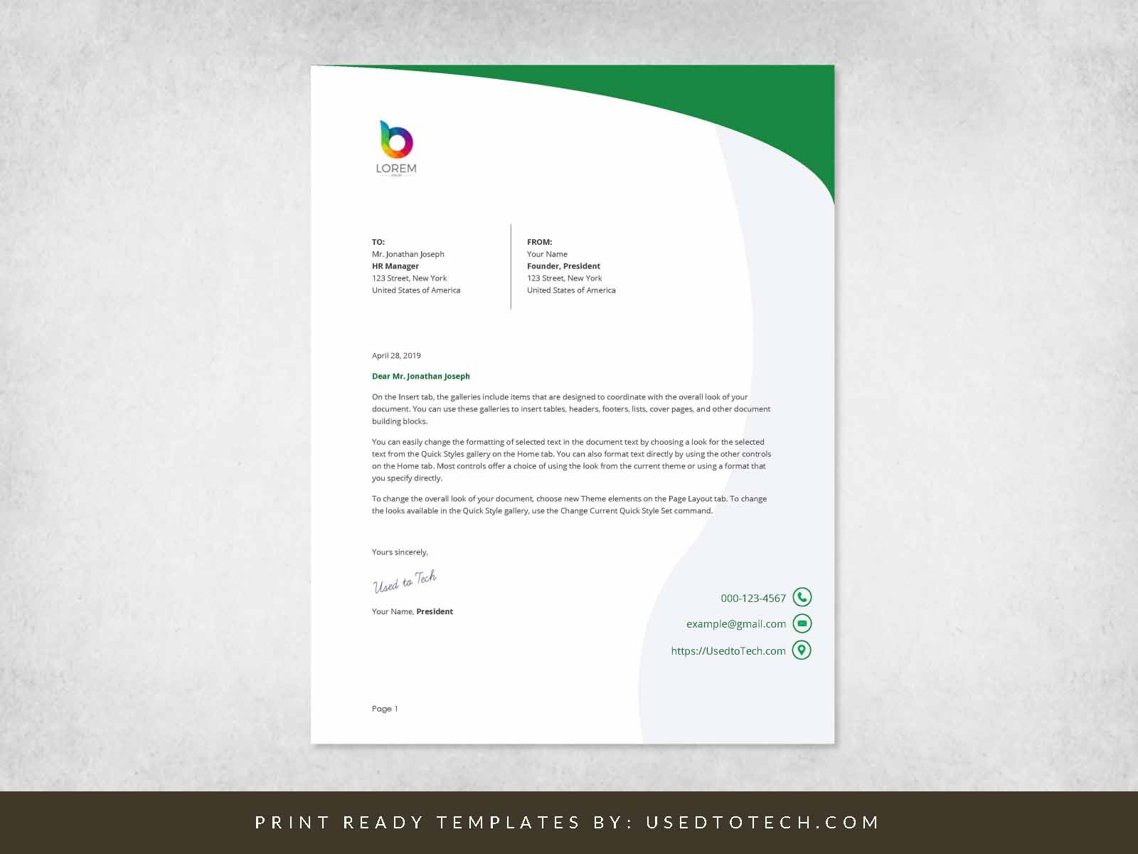 Perfect letterhead design in Word free - Used to Tech Regarding Word Stationery Template Free