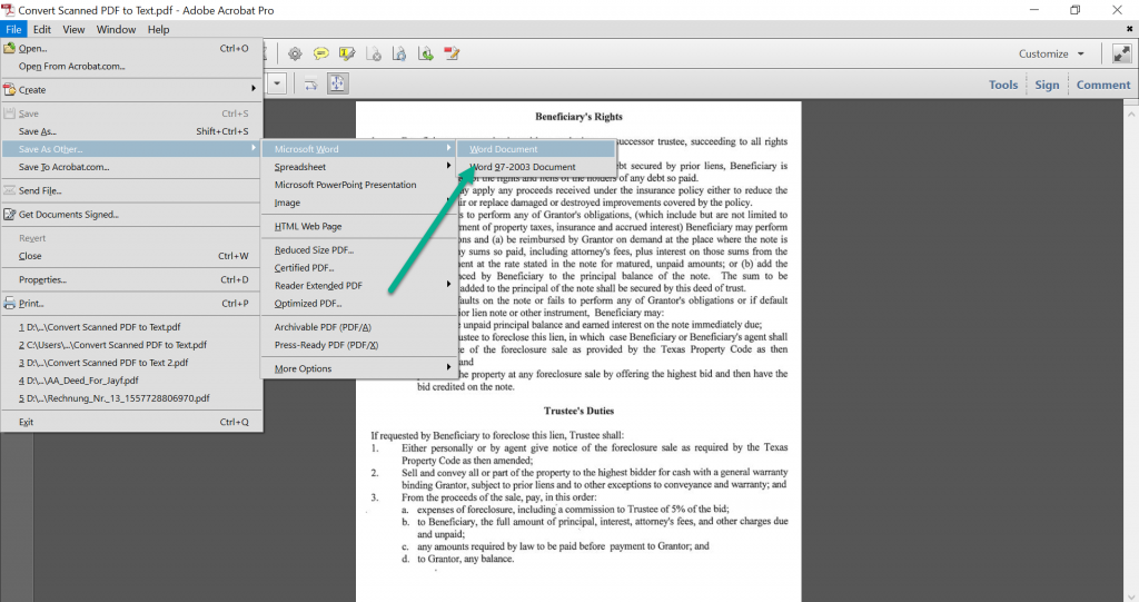 Convert scanned pdf with Acrobat 01