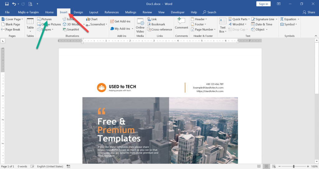 Insert Picture in Ms Word 2019