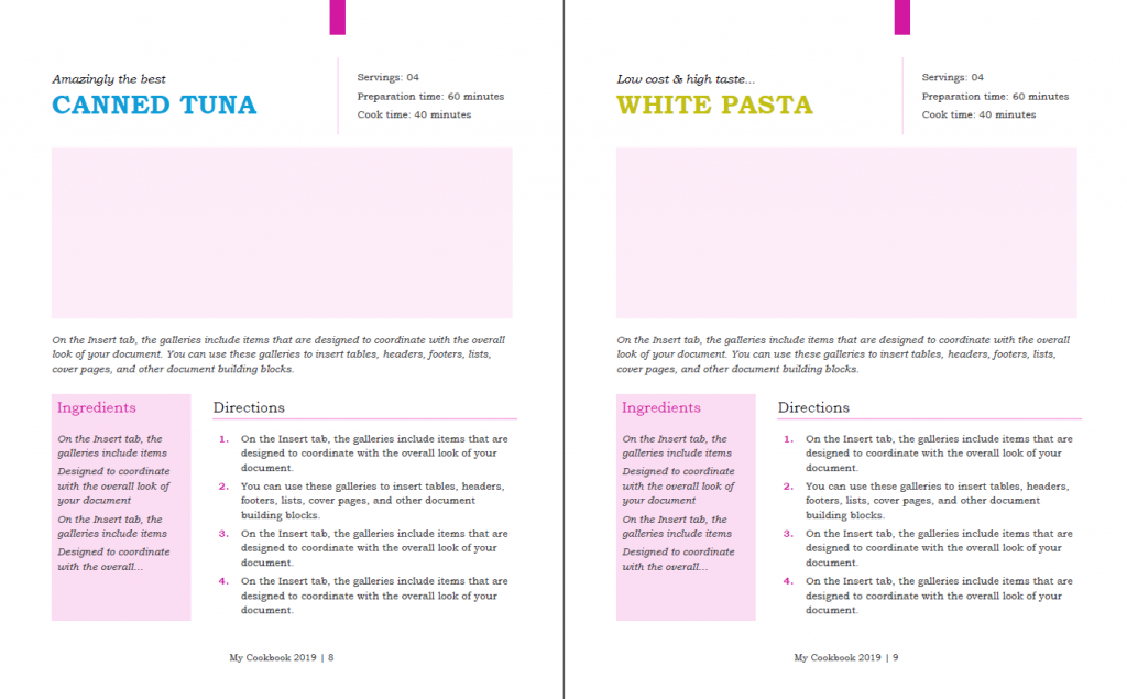 Beautiful Cookbook Design Template In Word Used To Tech