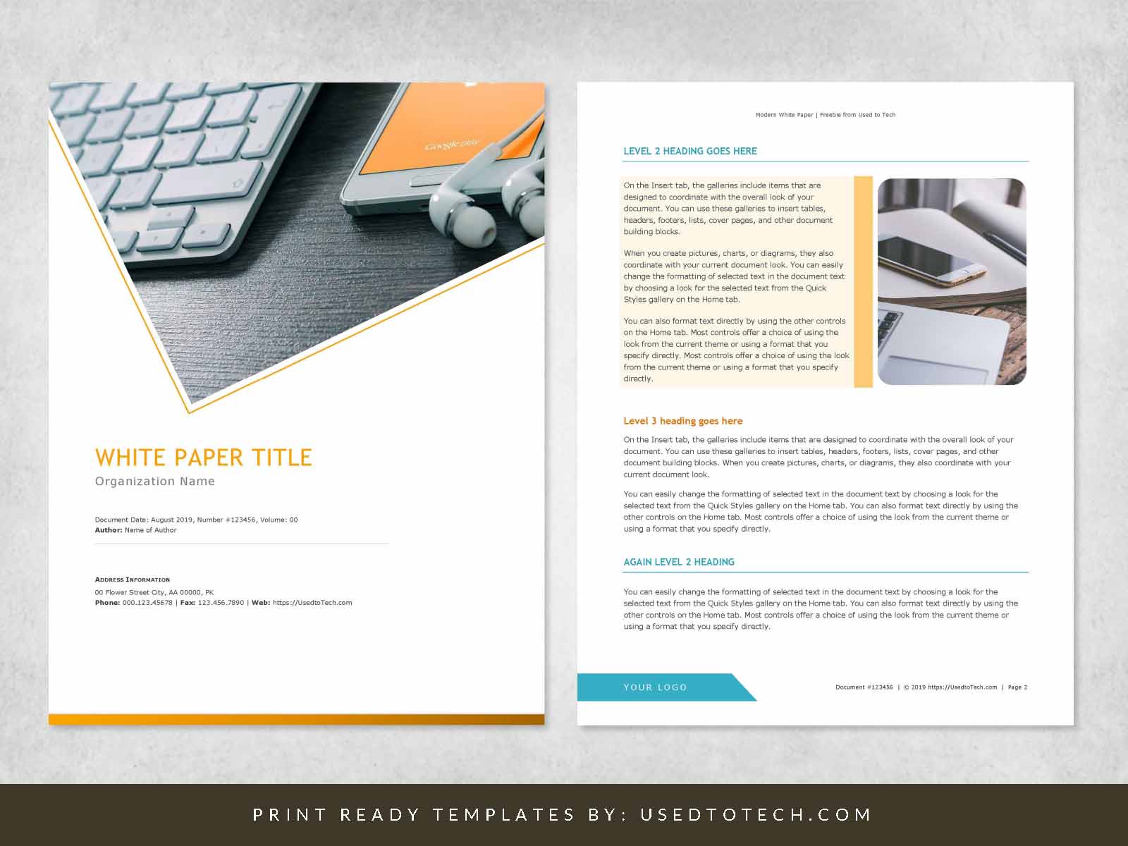 Modern and editable white paper template in Ms Word 2019