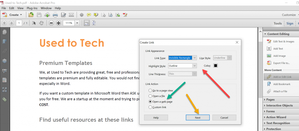 Manual hyperlinking in PDF.