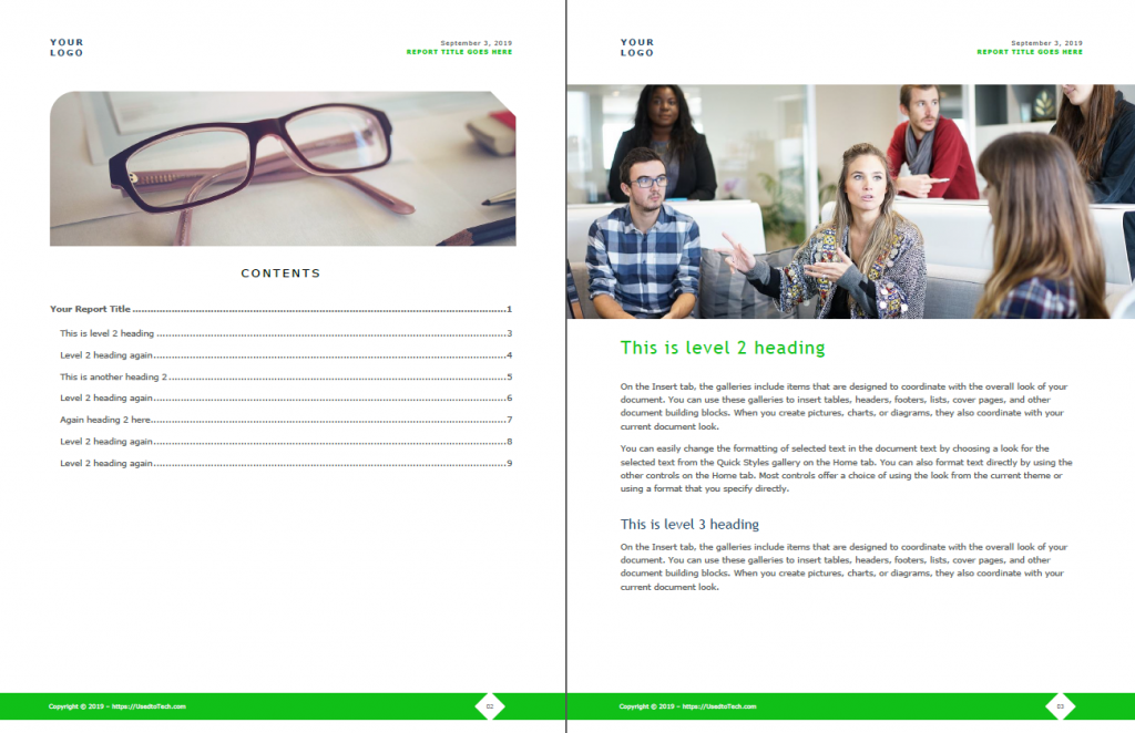 Corporate Report Design Template In Microsoft Word Used To Tech