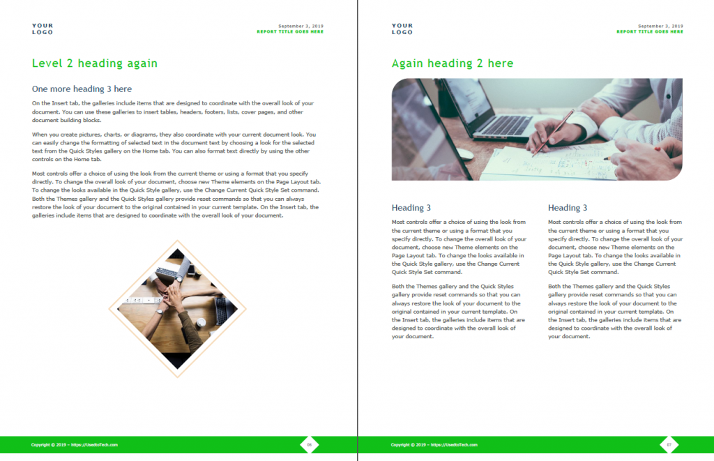 Corporate & modern report design template in Word