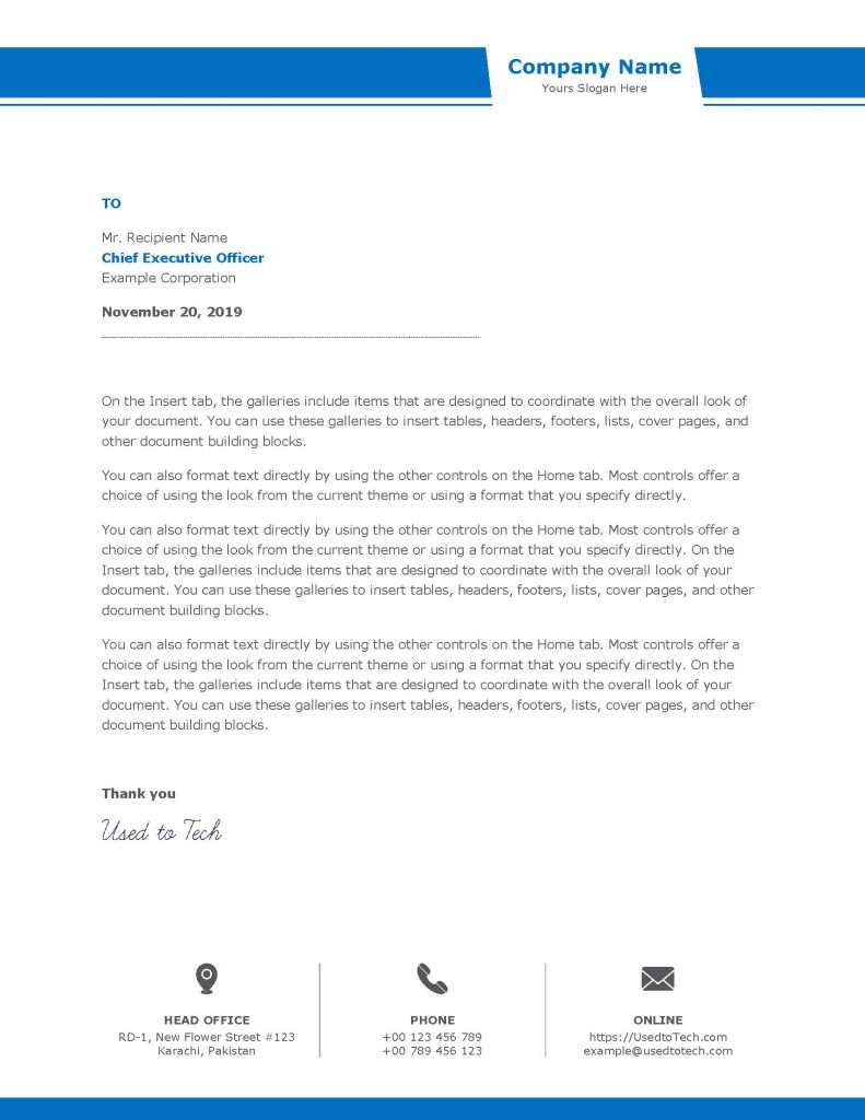 Free company letterhead template in Microsoft Word