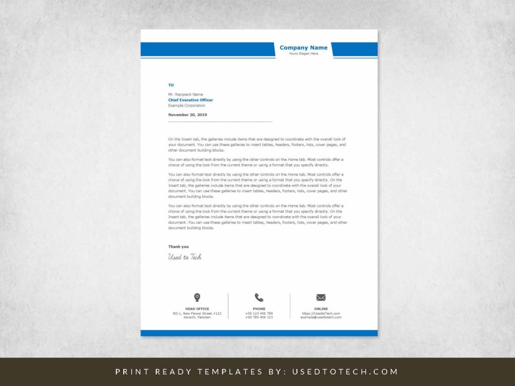 Amazing Looking Company Letterhead Template in Word