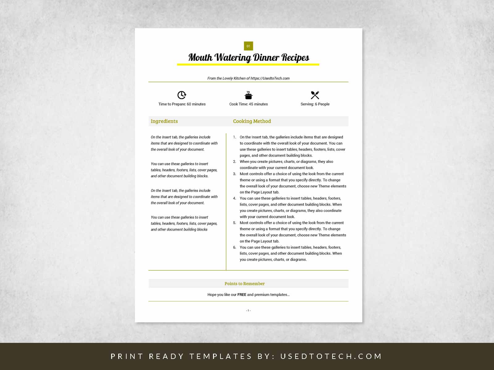 Best looking full page recipe card in Microsoft Word - Used to Tech Within Microsoft Word Note Card Template