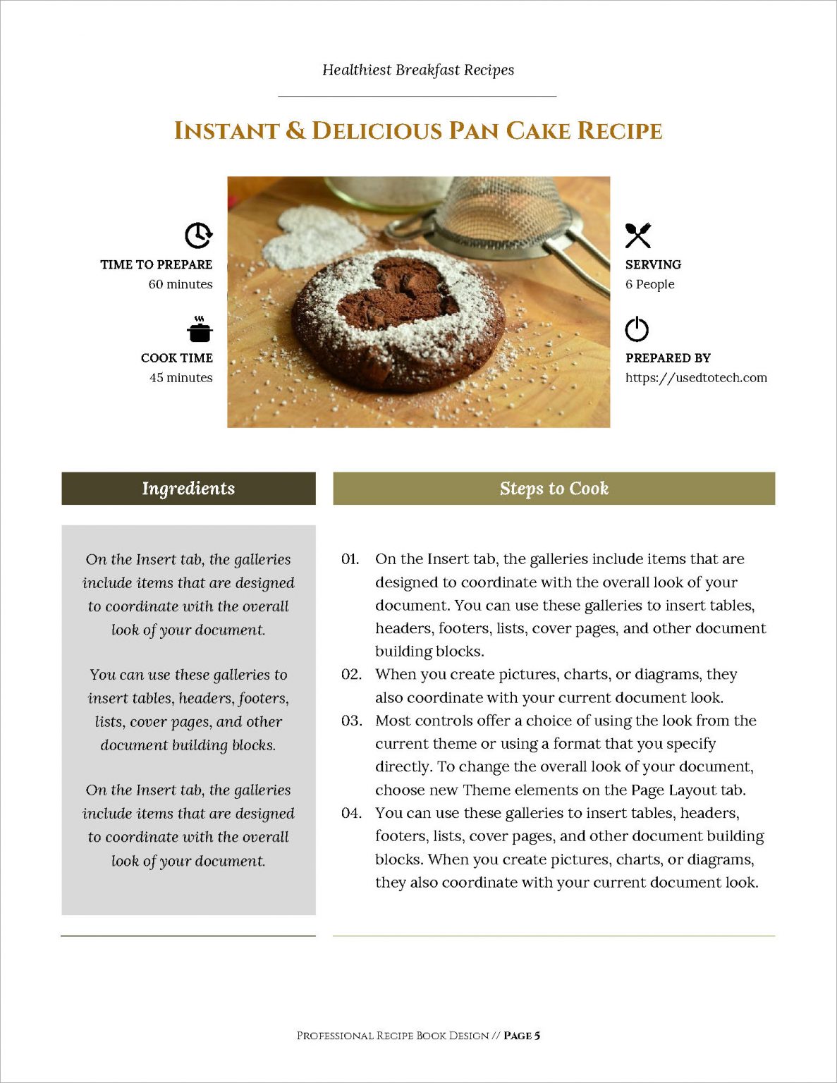 Free professional recipe book design in Microsoft Word