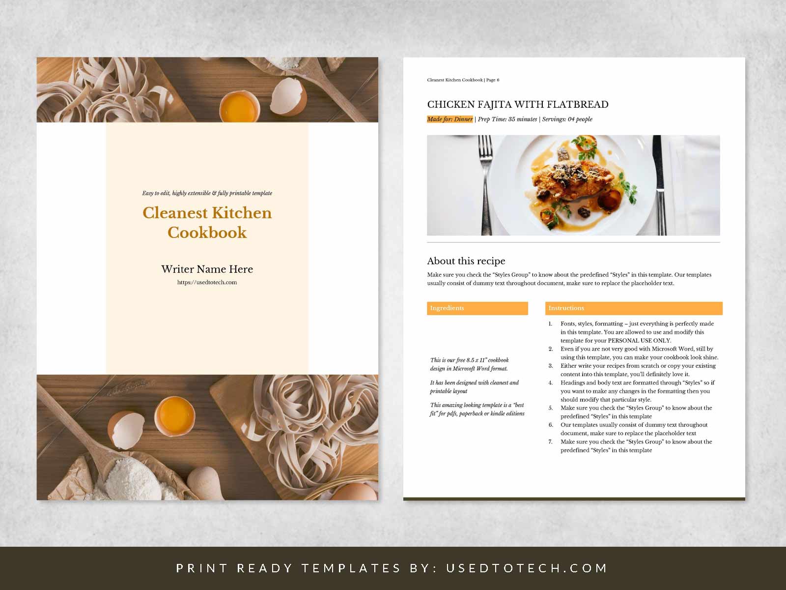 Cleanest kitchen cookbook design in Microsoft Word