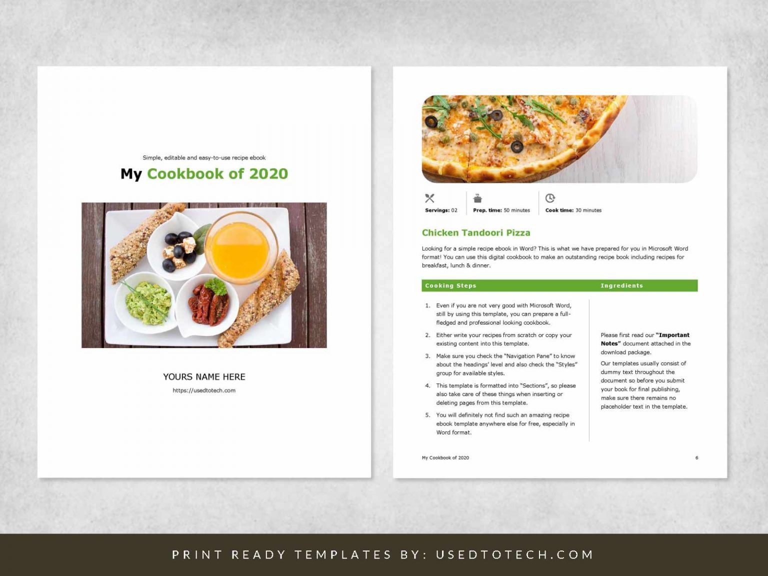 Simple recipe ebook template in Microsoft Word