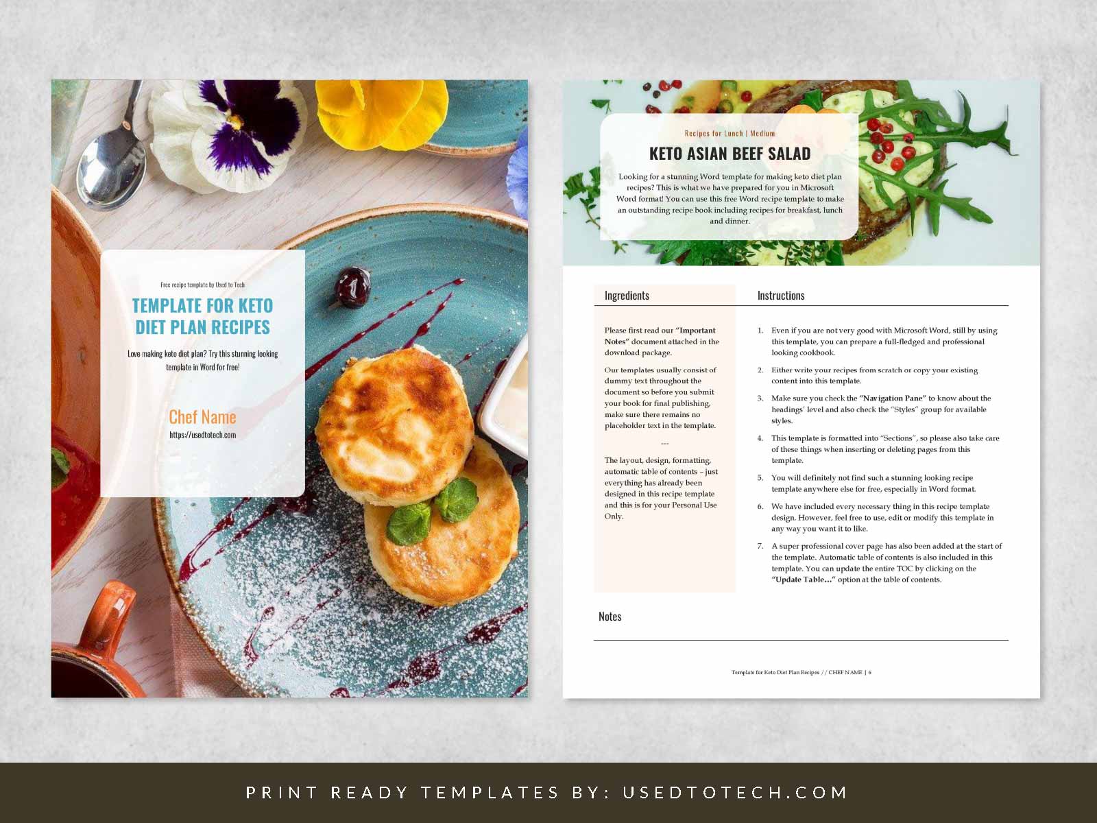 Free Word Template For Keto Diet Plan Recipes Used To Tech