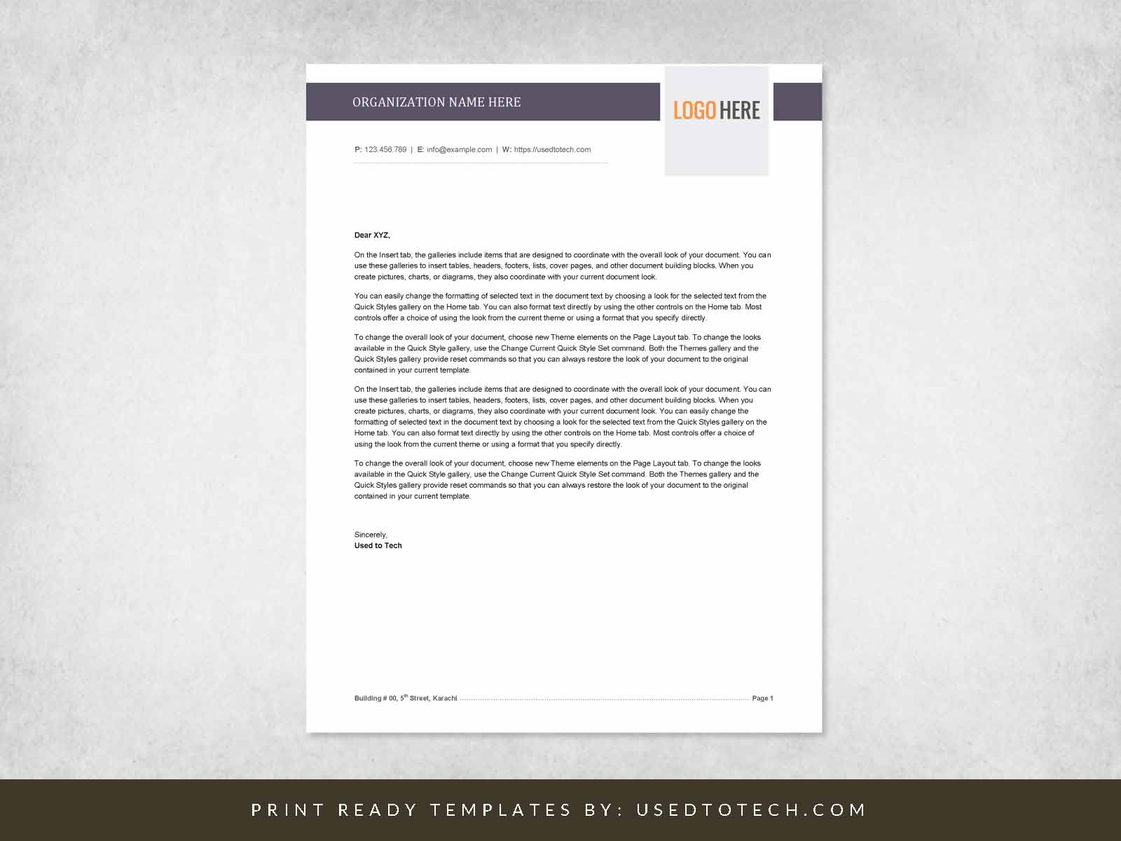 Word format for letterhead with polished layout - Used to Tech With Regard To Header Templates For Word