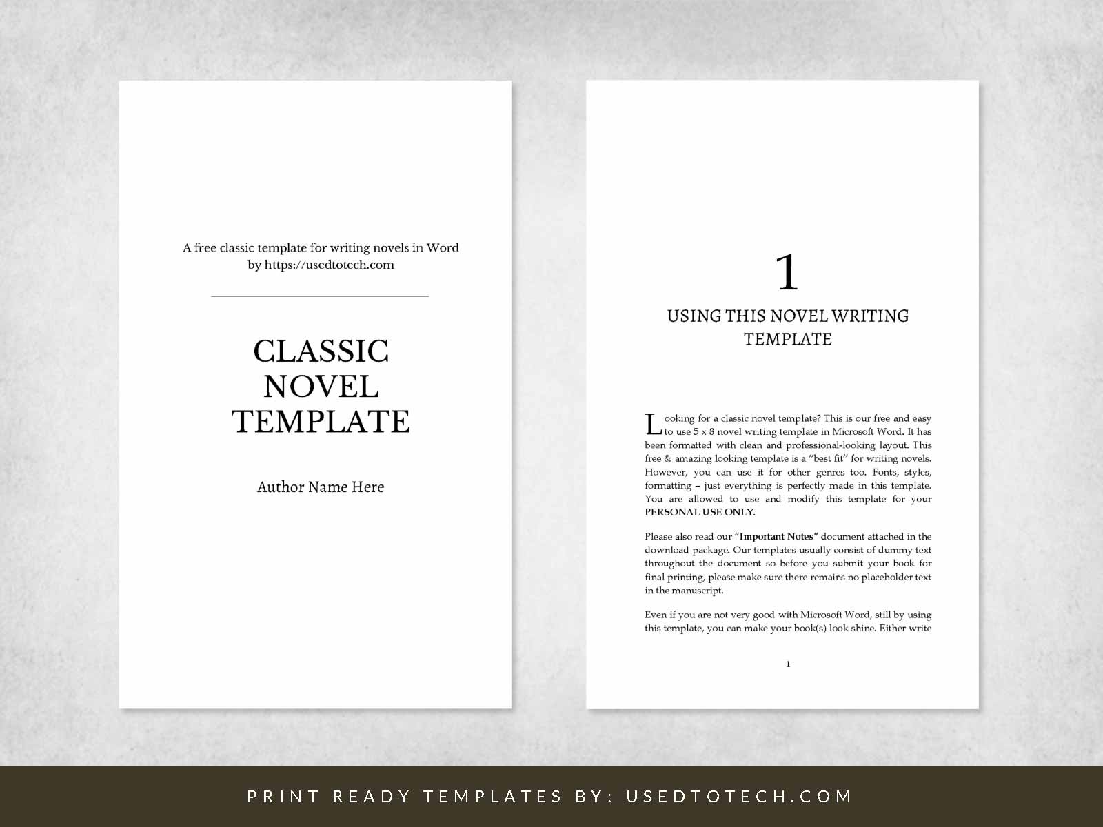 Simple classic novel writing template for Word