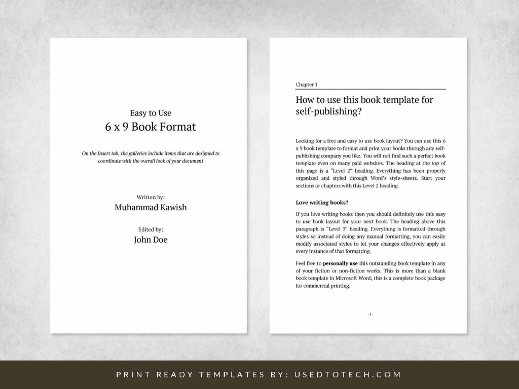 Easy-to-use 6 x 9 book format for Word