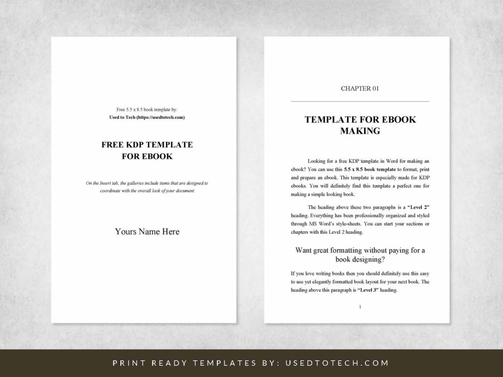 5 5 X 8 5 Kdp Template In Word For Ebook