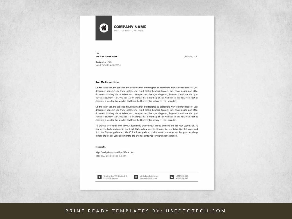 High quality official letterhead for Word