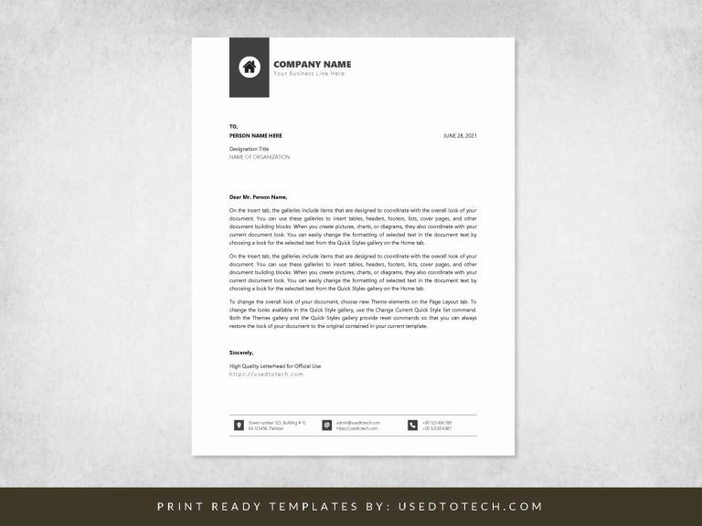 High quality official letterhead for Word