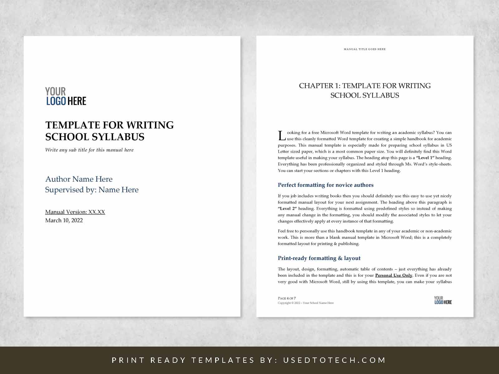 Manual template for syllabus writing