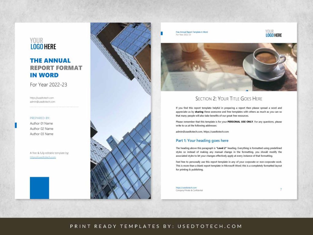 Business report template in Word format