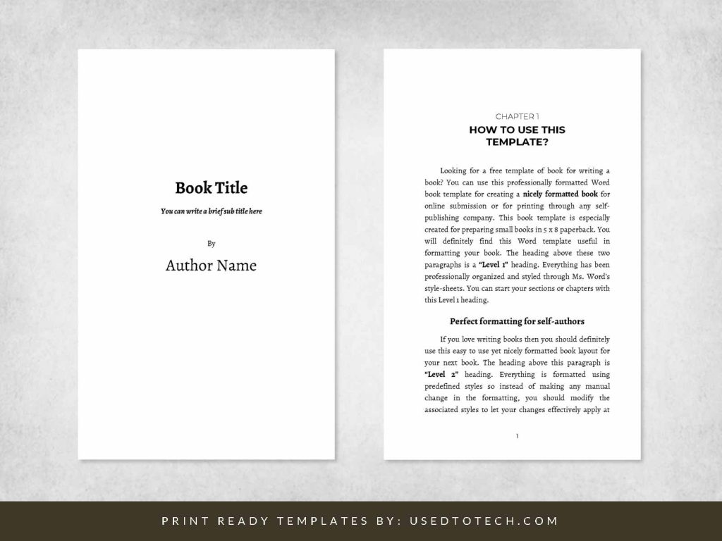 Editable Template Of Book In 5x8 Size Used To Tech