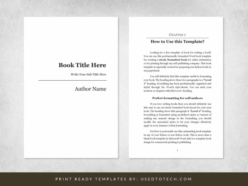 6x9 book template Word for non fiction