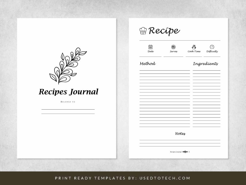 Free template for blank cookbook