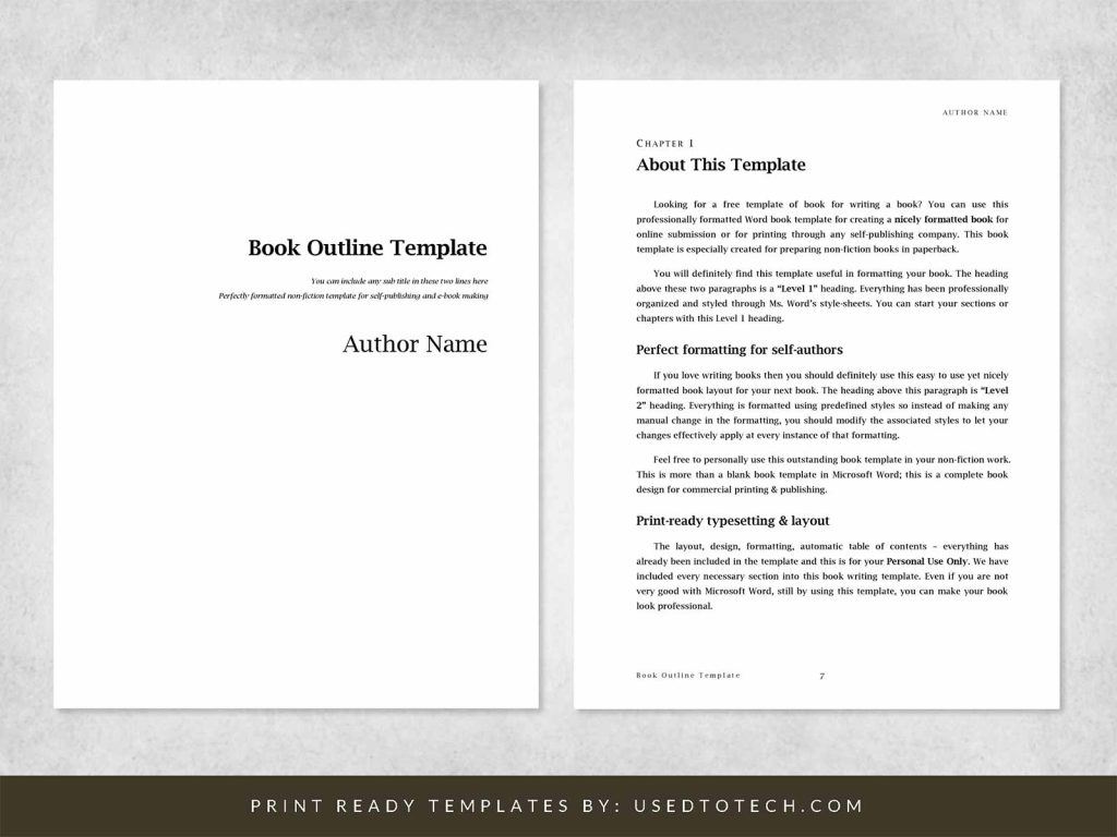8.5x11 Nonfiction book outline template