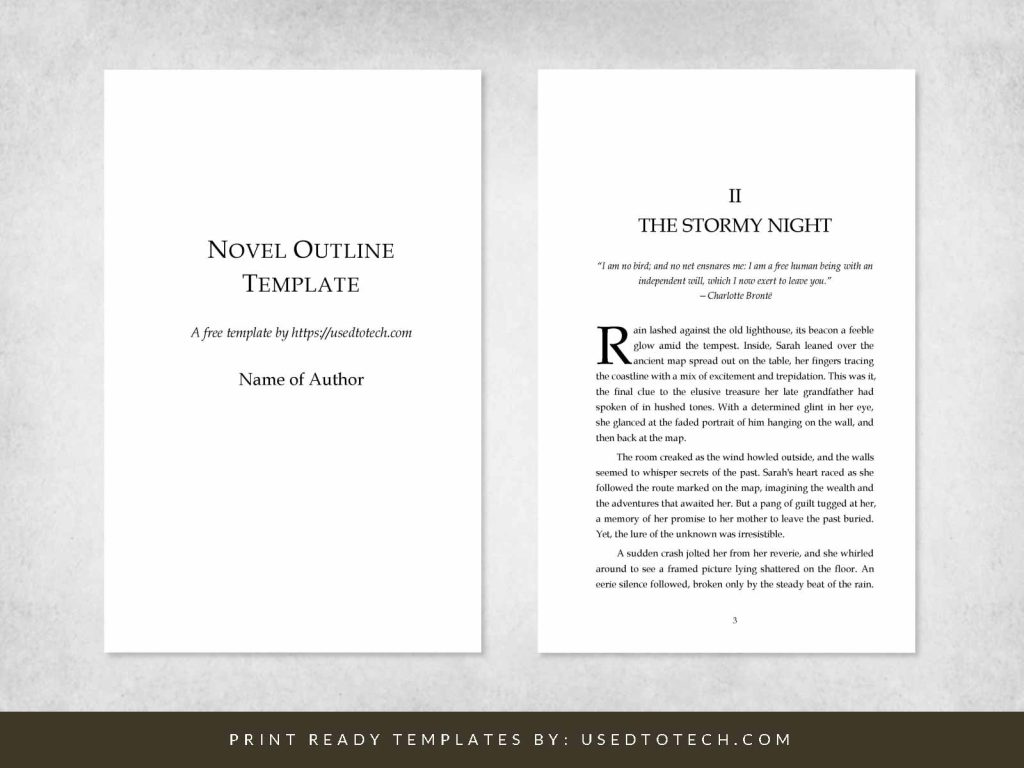 Free Word outline template for a novel