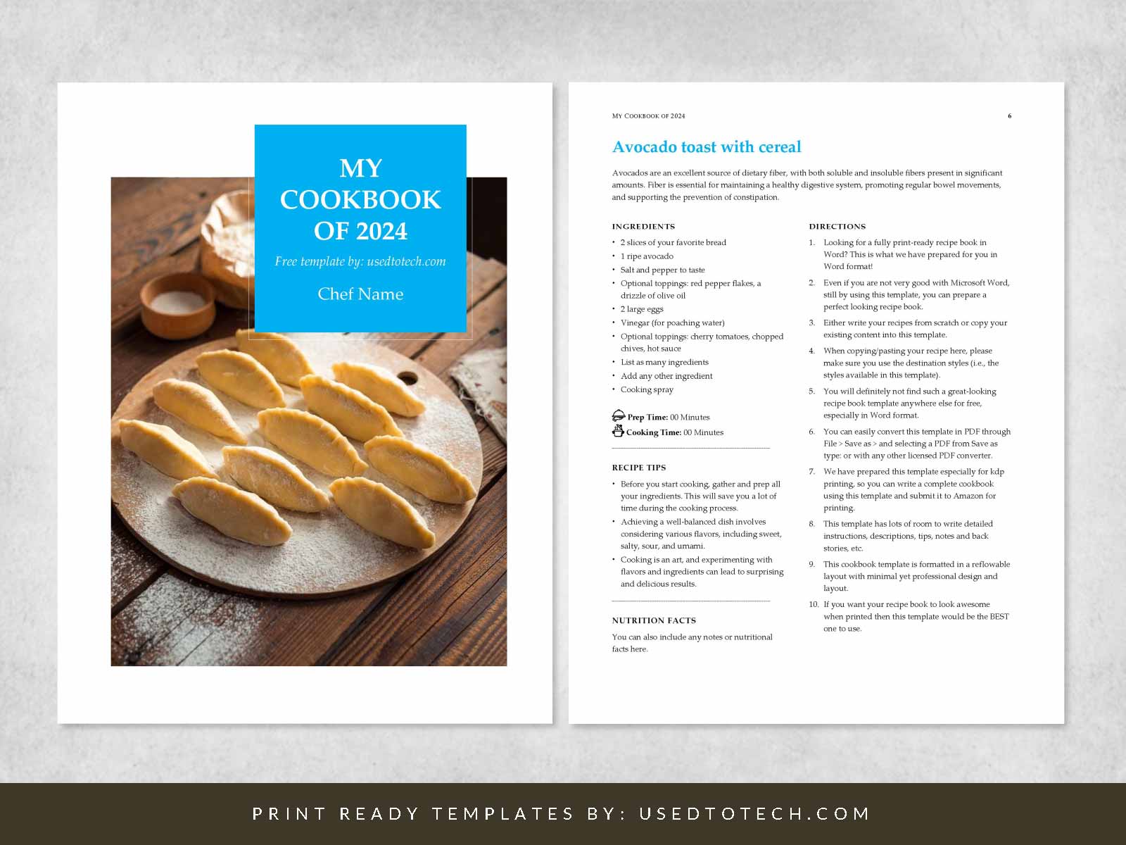 Kdp recipe template for cookbook printing
