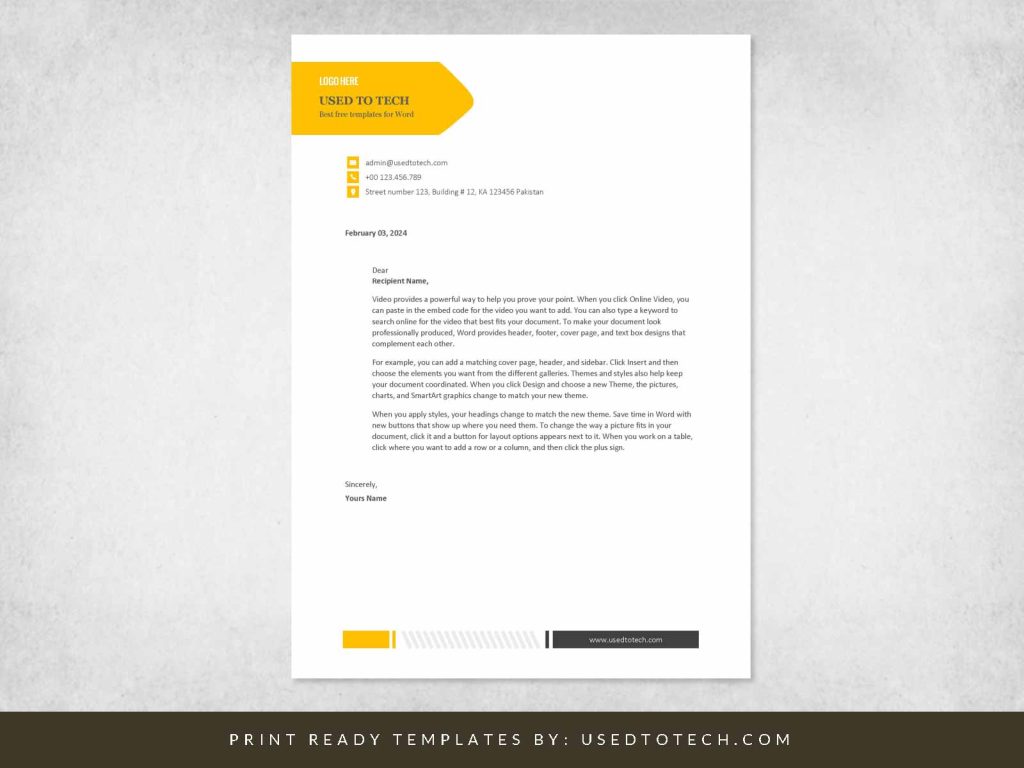 Official letterhead template in Word