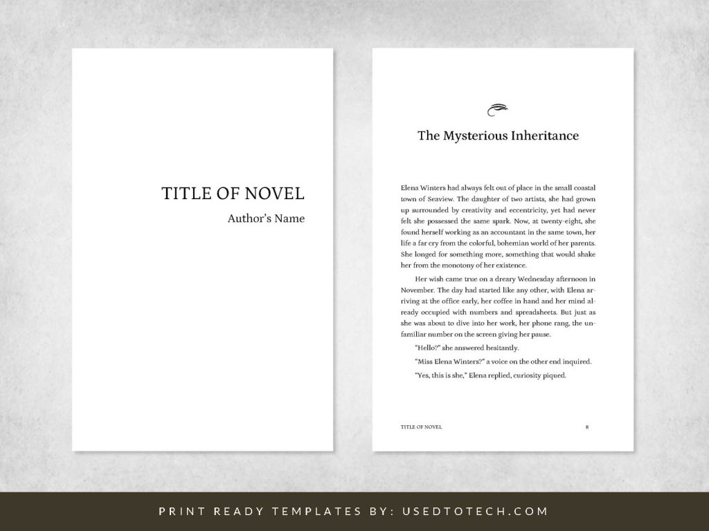 Beautiful novel interior template for Word