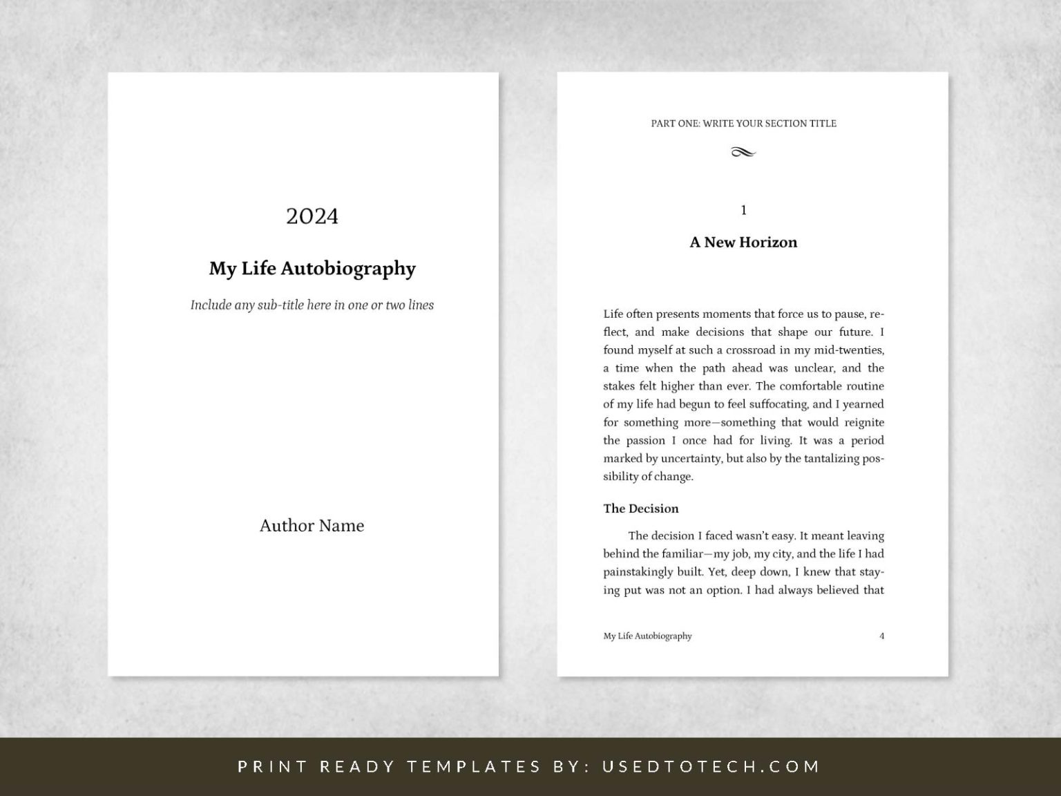 Professional Autobiography Template In Word