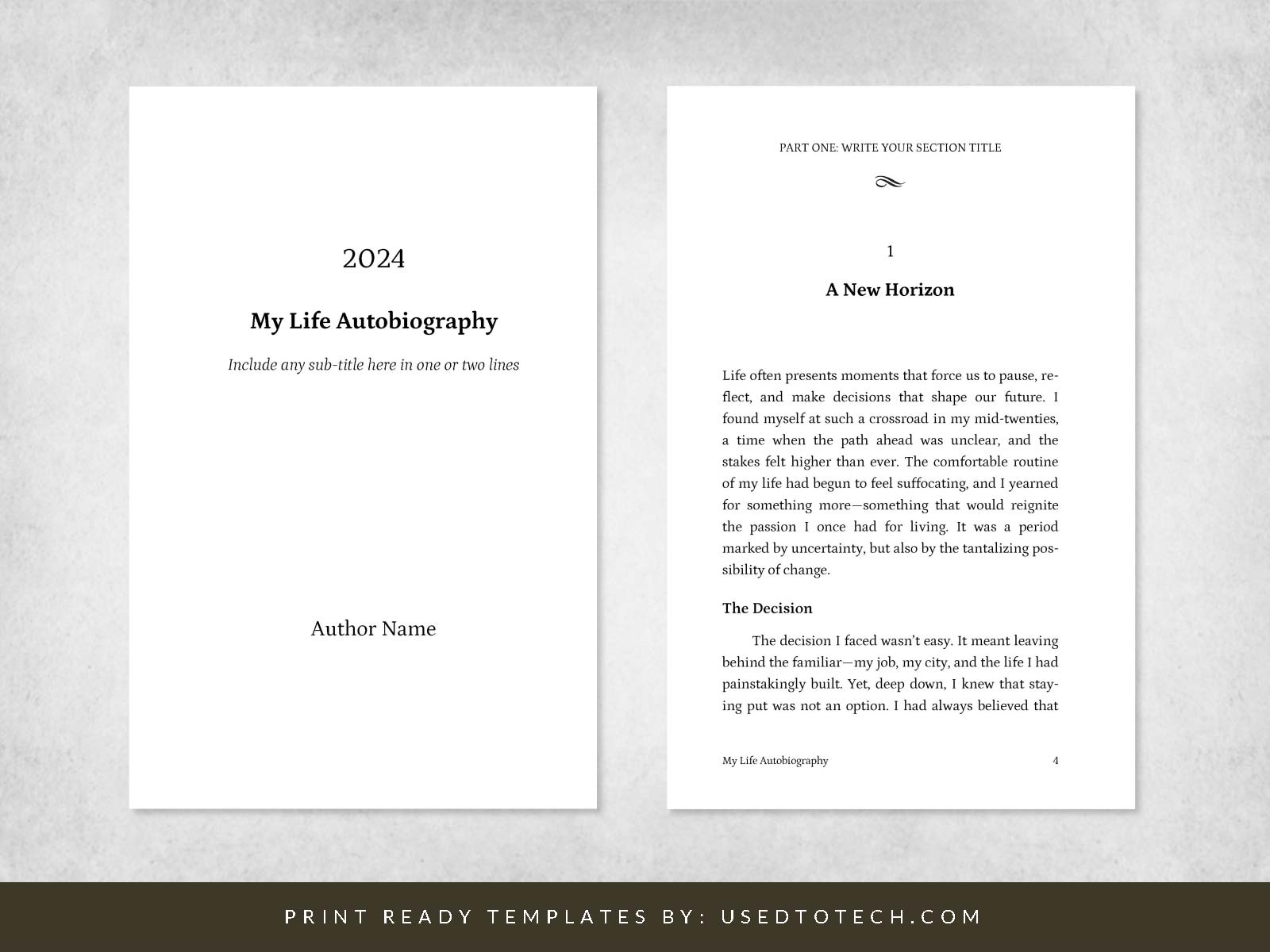 Professional autobiography template in Word