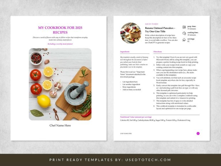 Free Editable Recipe Layouts for Word